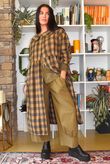 Nora Brushed Cotton Gingham Frock Coat Deep Olive
